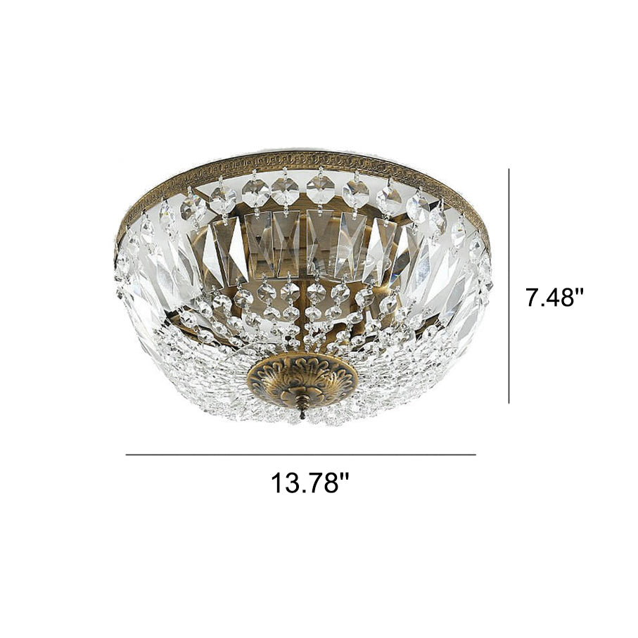 Vintage Crystal Flush Mount Ceiling Light - 4/6 Lights