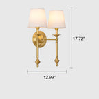 Contemporary Brass Wall Sconce, Fabric Shade