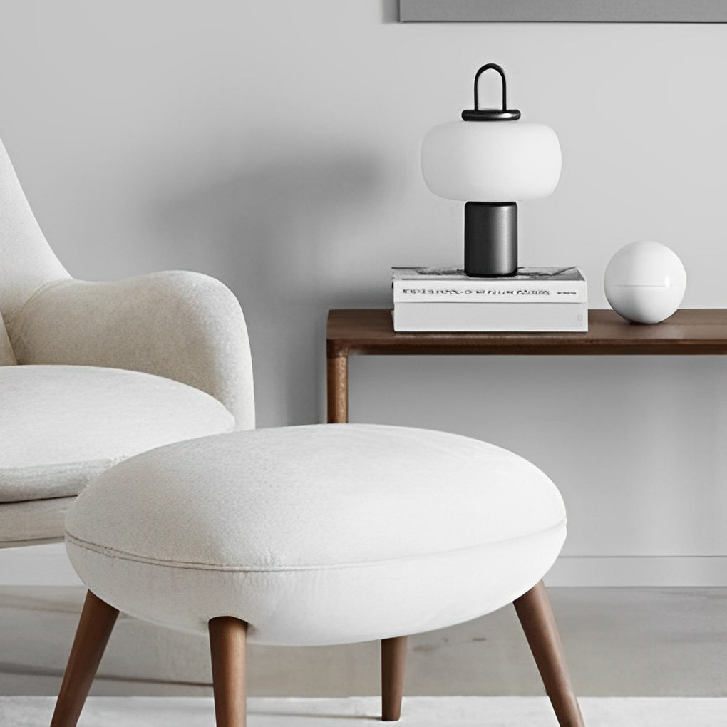 Portable LED Milk Glass Orb Table Lamp - Modern Ambient Lighting
