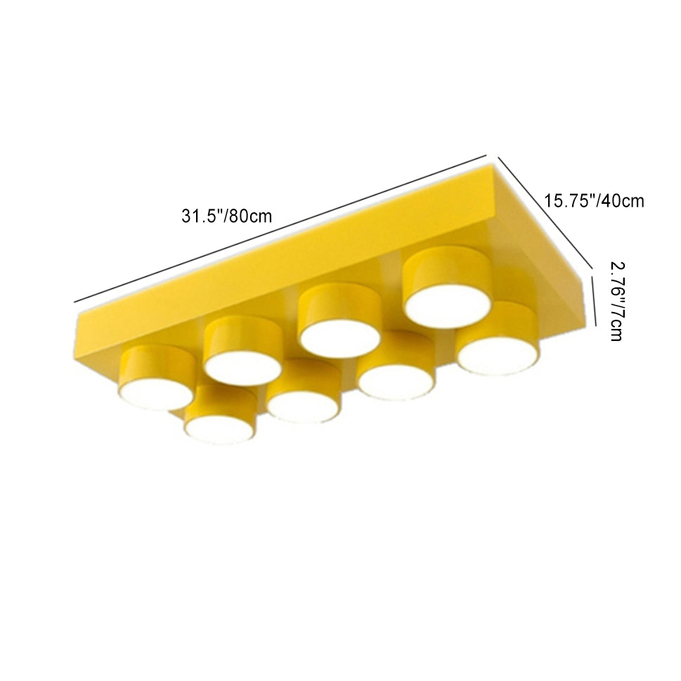 Modern Square Iron LED Flush Mount Ceiling Light for Bedroom
