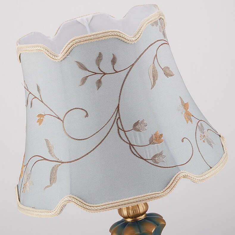 Classic Round Fabric and Resin Table Lamp - 1 Light