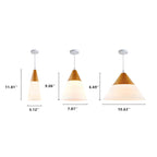 Nordic Wood Grain Cone Pendant Light - 1-Light Glass Fixture