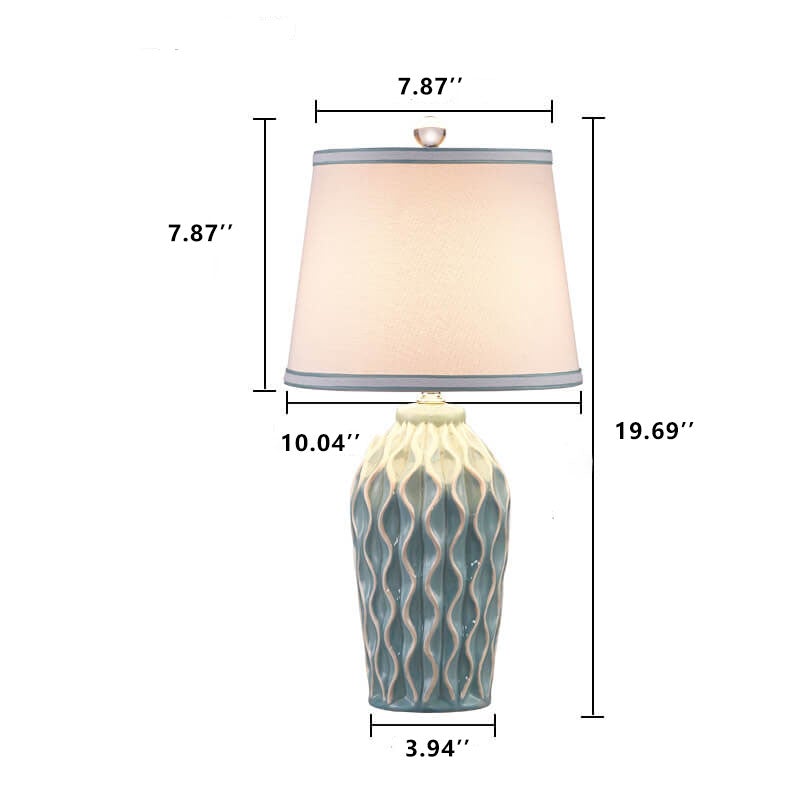 Contemporary Fabric and Ceramic 1-Light Table Lamp with Ice Crack Finish