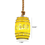 Rustic Wine Barrel Resin Pendant Light