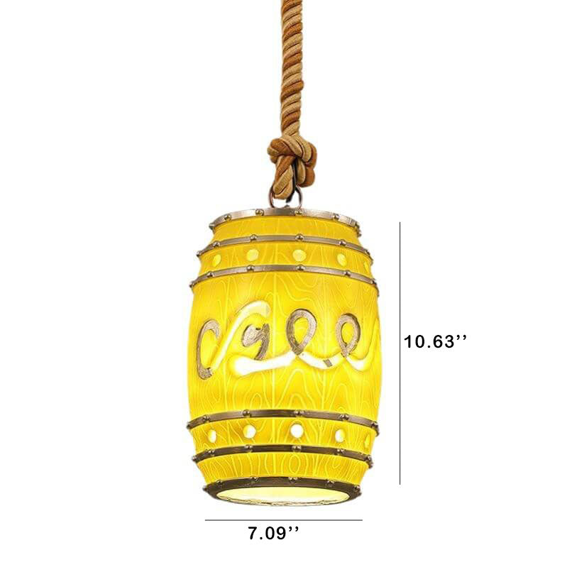 Rustic Wine Barrel Resin Pendant Light