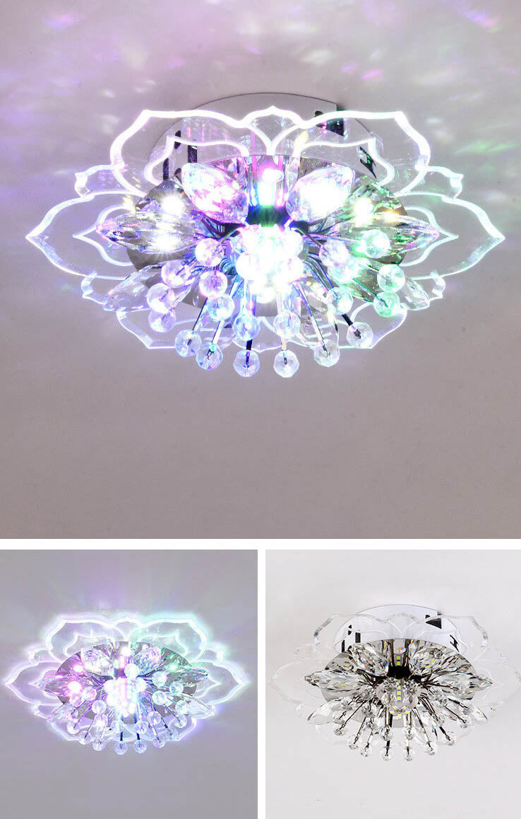 Elegant Crystal Flower LED Flush Mount Ceiling Light