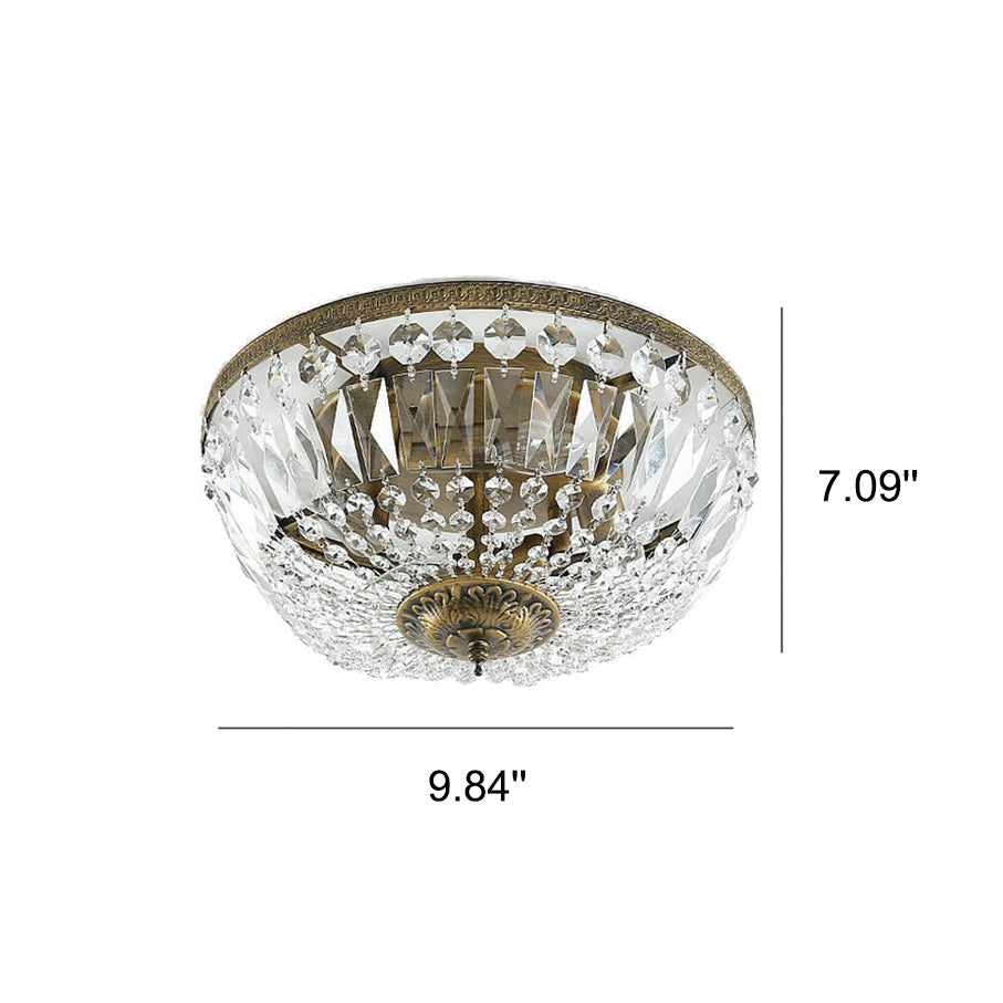 Vintage Crystal Flush Mount Ceiling Light - 4/6 Lights
