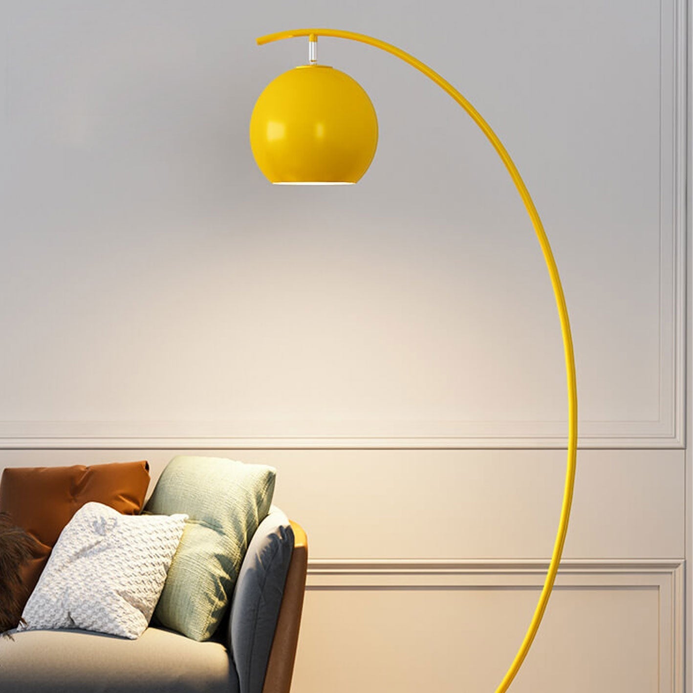 Premium Nordic Minimalist Curved Dome Floor Lamp - 1 Light