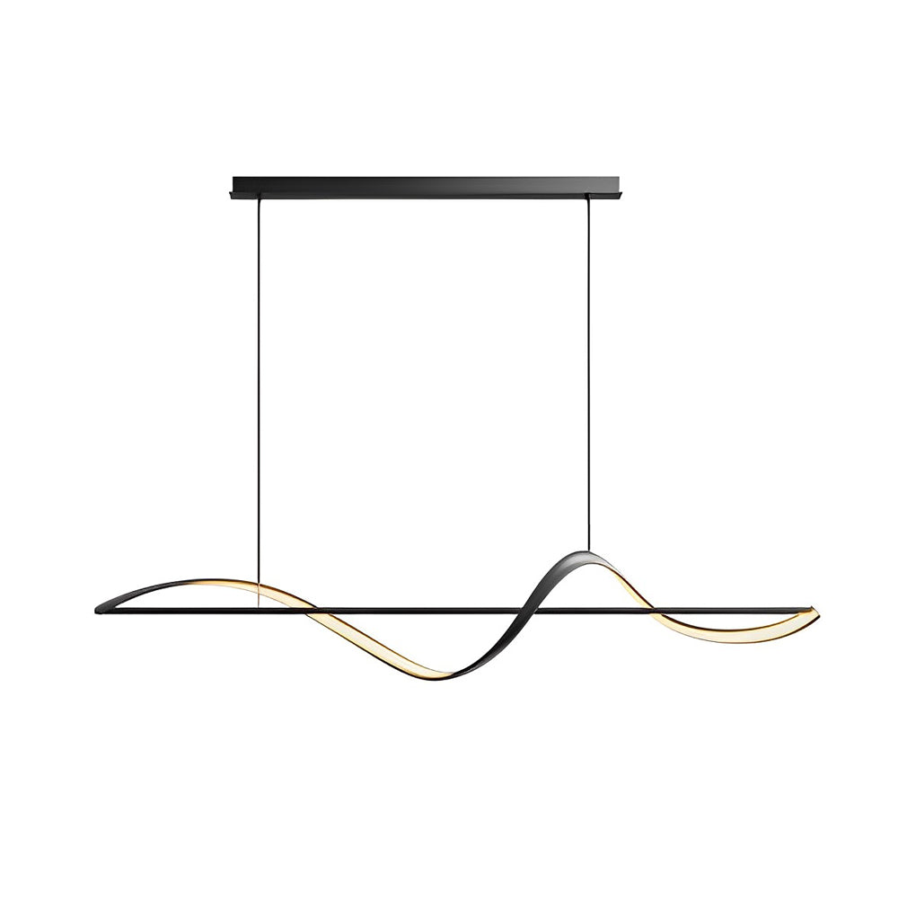 Modern Minimalist LED Copper Chandelier with Wave Design for Dining Rooms