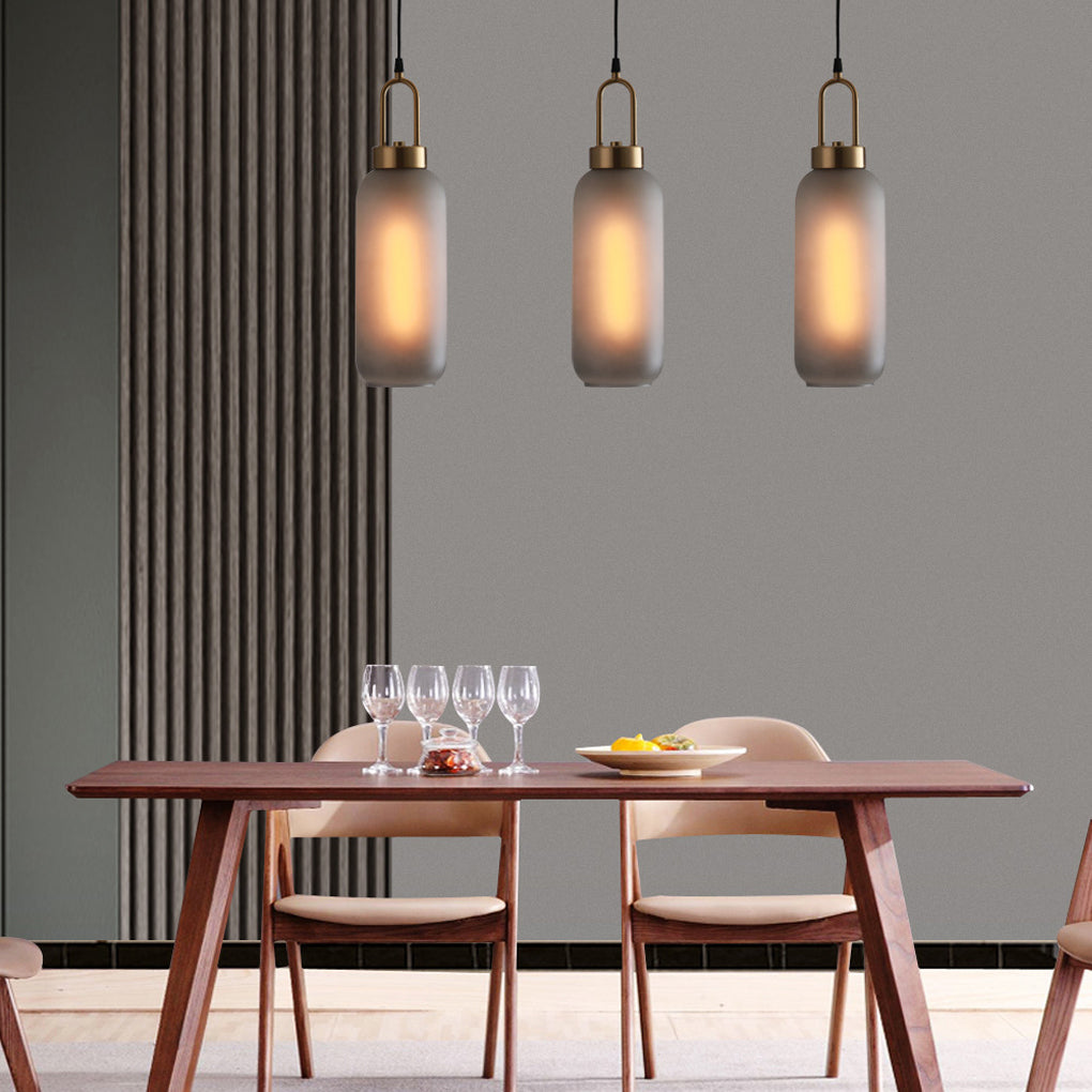 Industrial Style Semi-Globe Glass LED Pendant Light with Electroplated Metal