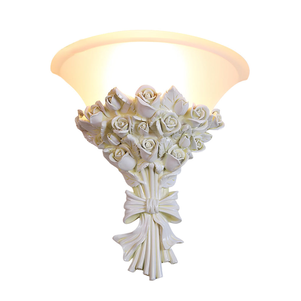 European-Style Retro Resin Rose Wall Lamp