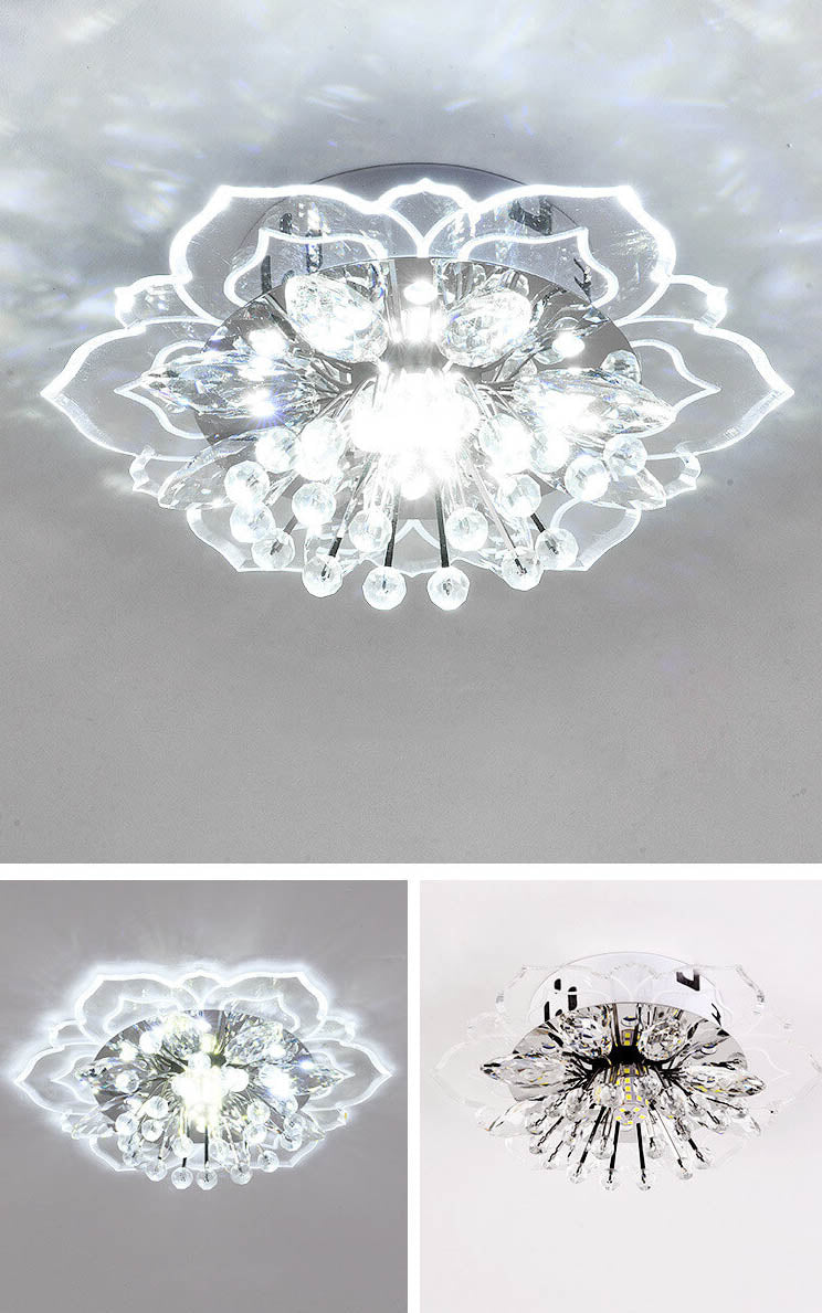 Elegant Crystal Flower LED Flush Mount Ceiling Light