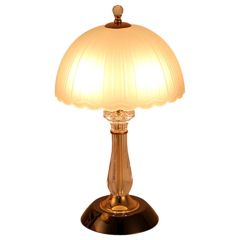 Premium Textured Glass Dome Shade 2-Light Table Lamp