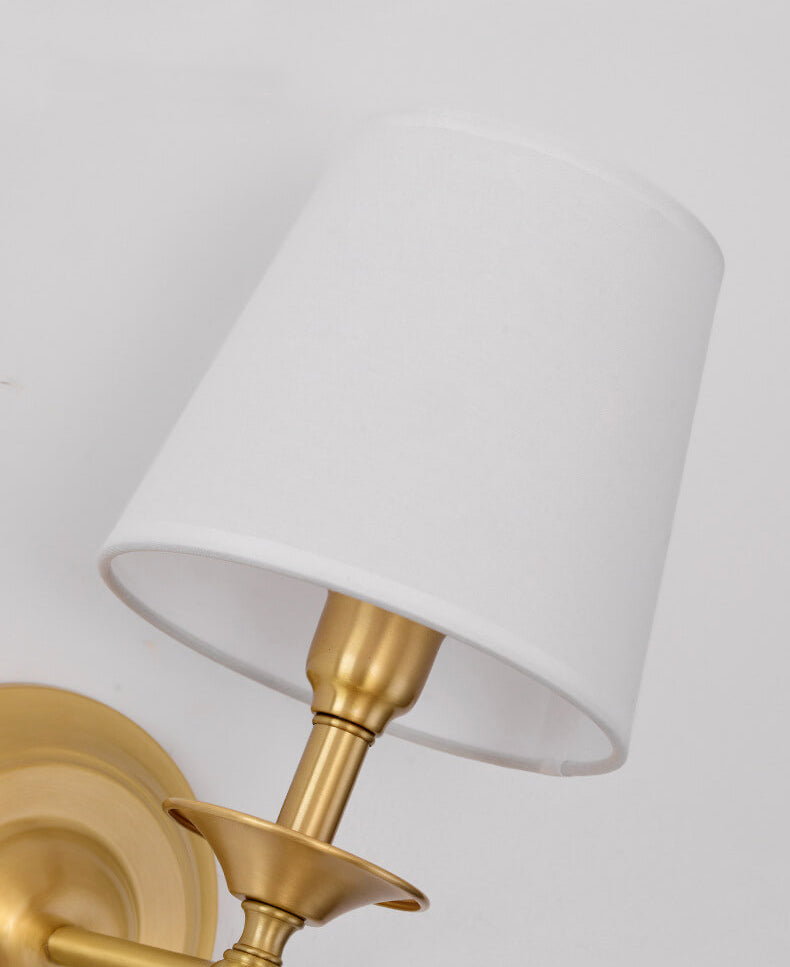 Contemporary Brass Wall Sconce, Fabric Shade