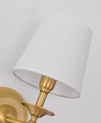 Contemporary Brass Wall Sconce, Fabric Shade