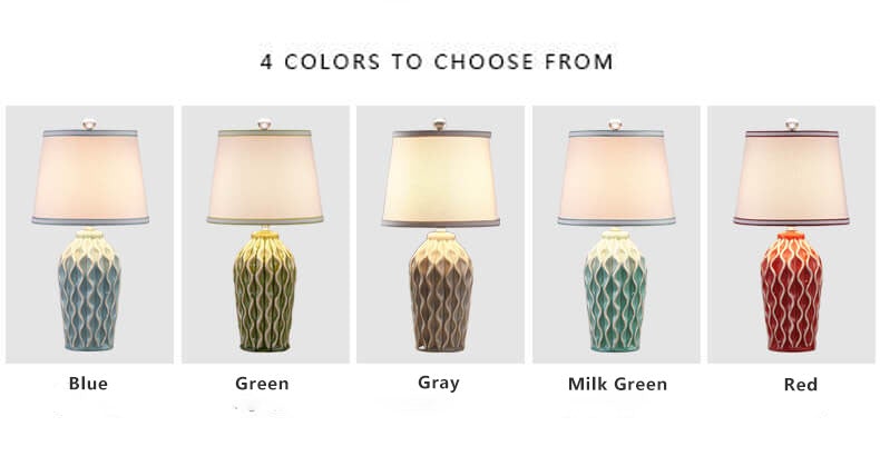 Contemporary Fabric and Ceramic 1-Light Table Lamp with Ice Crack Finish