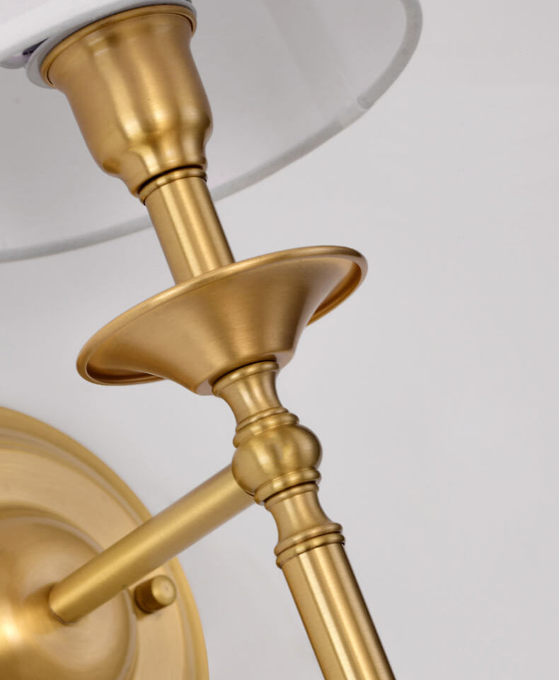 Contemporary Brass Wall Sconce, Fabric Shade