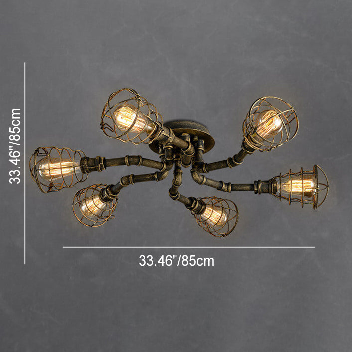 Industrial Round Iron Flush Mount