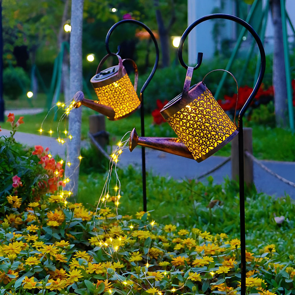 Premium Solar LED Iron Kettle Garden Light - Unique Outdoor Illumination