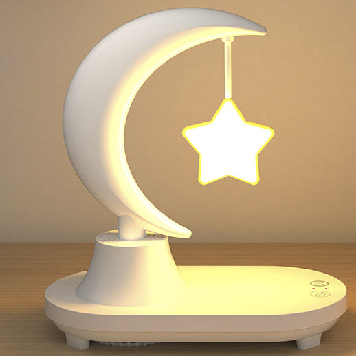 Art Deco Moon Shape Bluetooth Speaker & LED Night Light Table Lamp