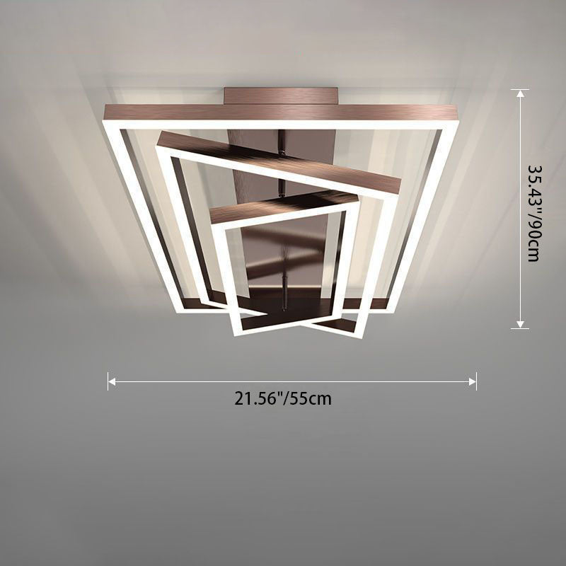 Premium Minimalist Aluminum LED Flush Mount Ceiling Light - Multi-Layer Rectangular Design for Living Room