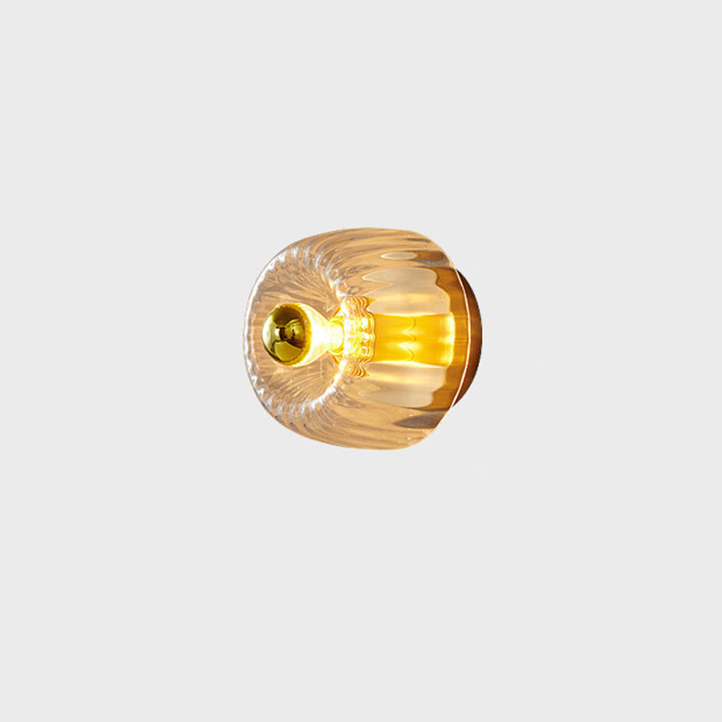 Copper & Glass Sun Flush Mount Light