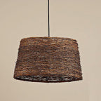 Vintage Rattan Dome Pendant Light - 1-Light Fixture