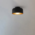 Premium Minimalist Wood Grain Iron 1-Light Semi-Flush Mount Ceiling Fixture