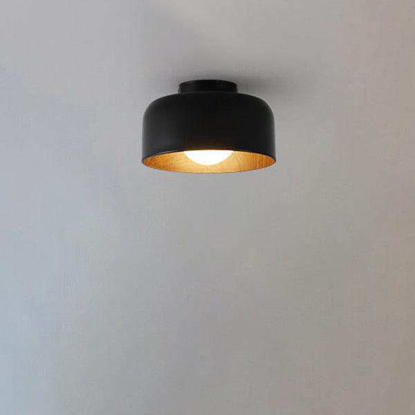 Premium Minimalist Wood Grain Iron 1-Light Semi-Flush Mount Ceiling Fixture