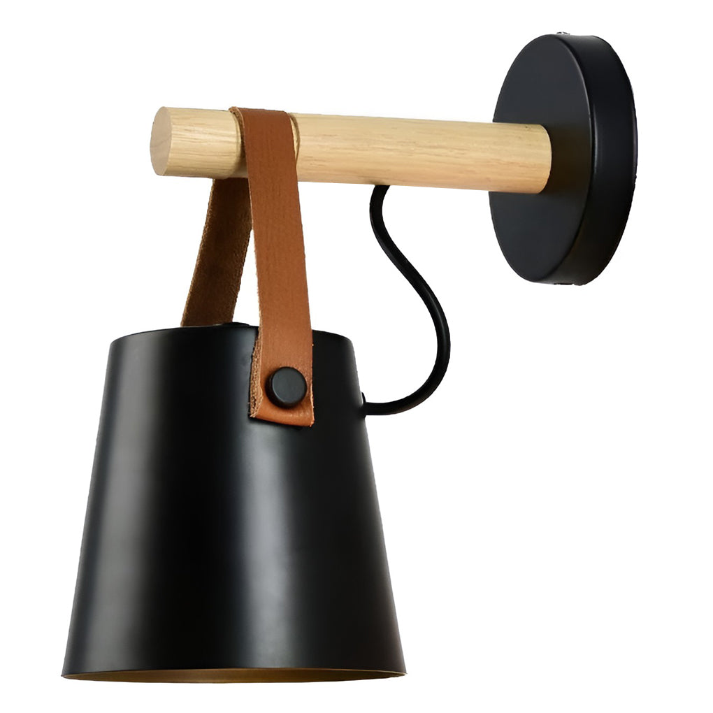 Nordic Style Wood and Metal Plug-In Wall Sconce