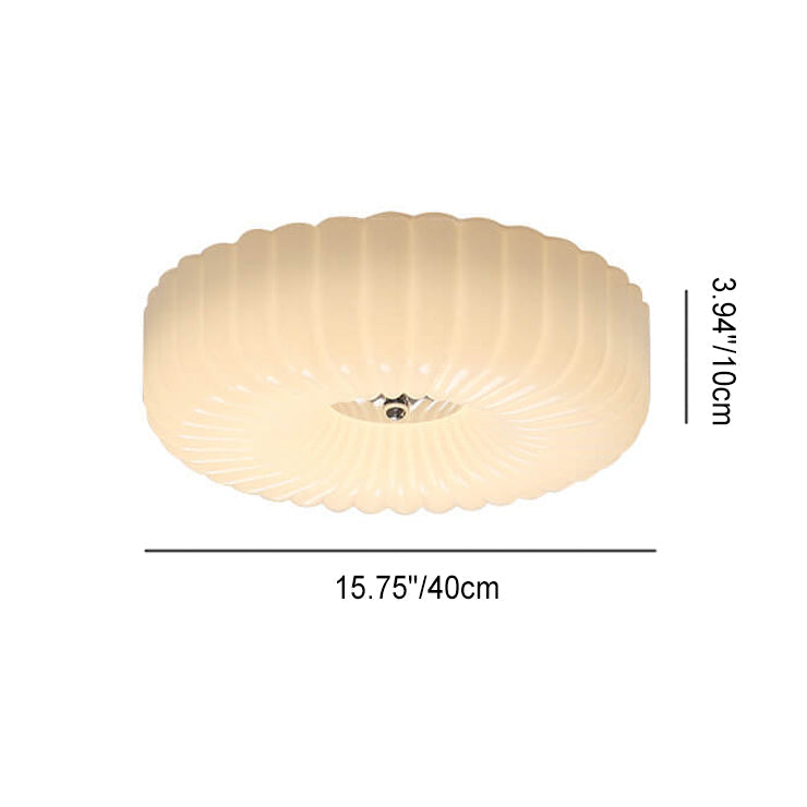 Minimalist Cream Textured Glass Round LED Ceiling Light