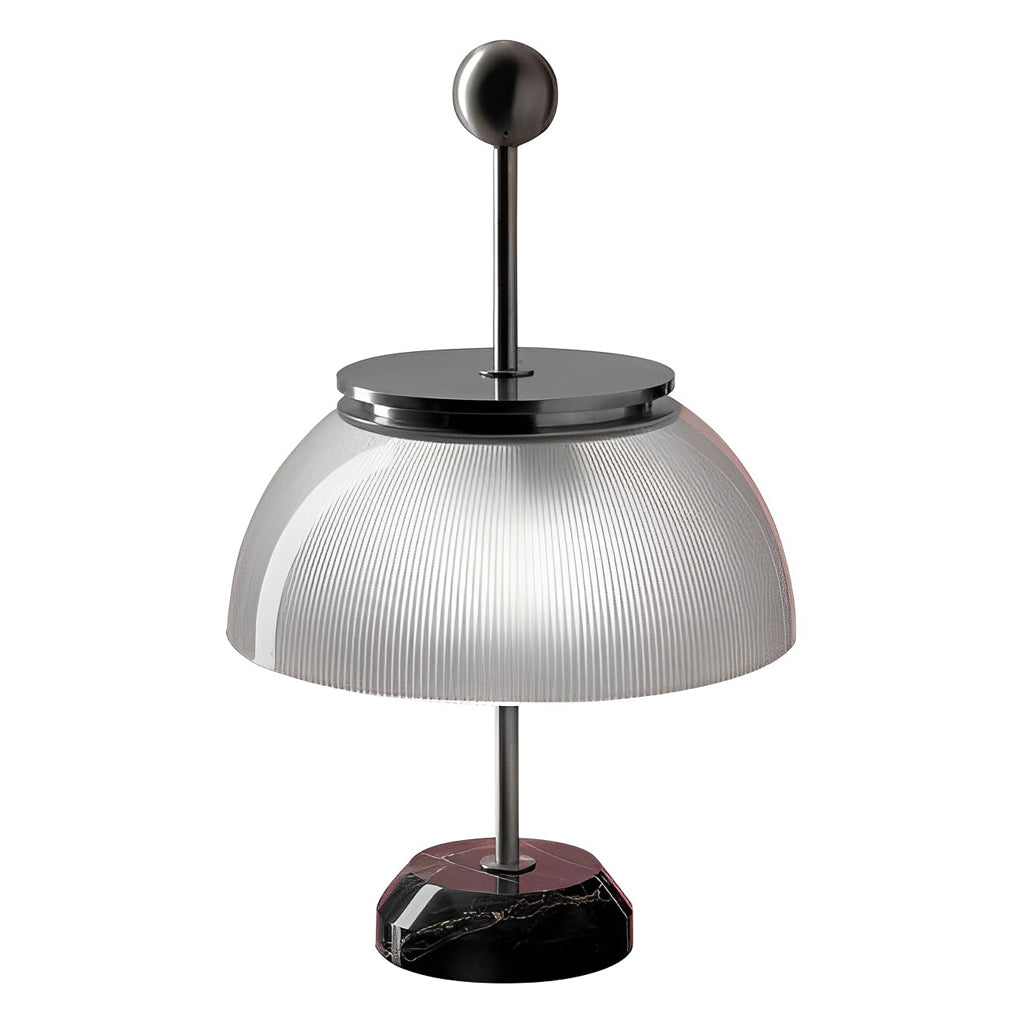 Ribbed Glass Bowl Table Lamps with Metal Italian Accents