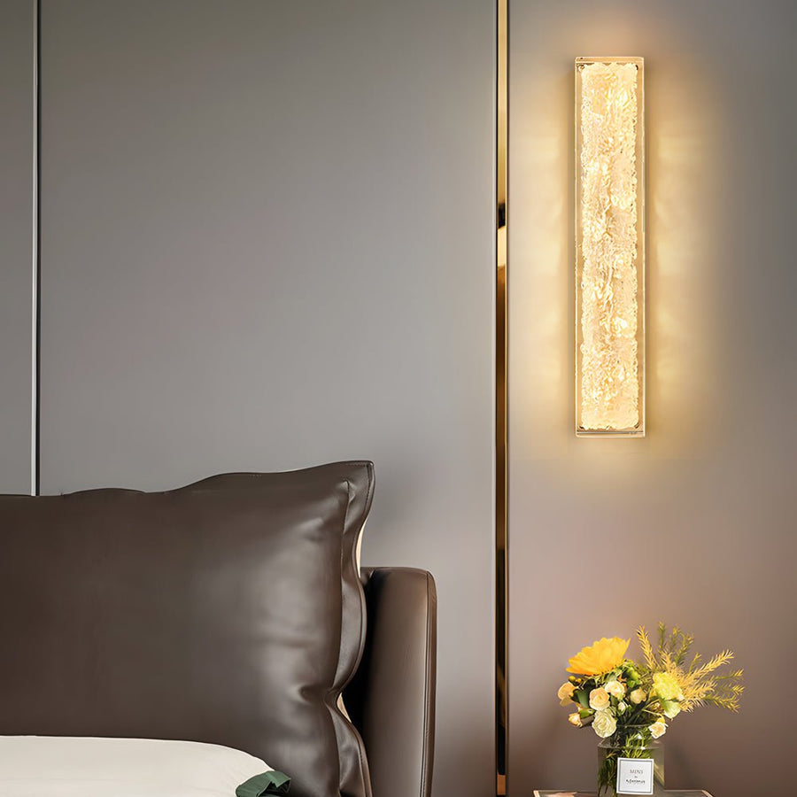 Contemporary Brass LED Wall Sconce with Ice Resin Accent