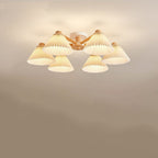 Nordic Wood Pleated Semi-Flush Mount Ceiling Light