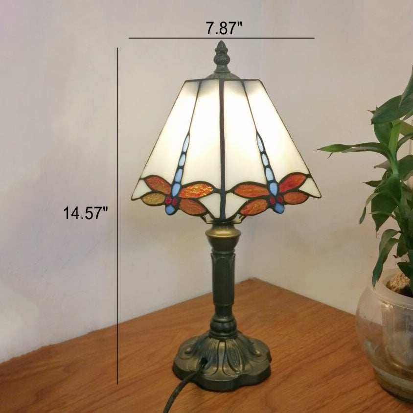 Vintage European Tiffany Square Stained Glass Table Lamp - 1 Light