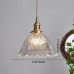 Copper & Walnut Glass Pendant Light