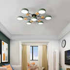 Sputnik Chandelier - Artistic Metal and Wood Ceiling Light for Kids' Rooms