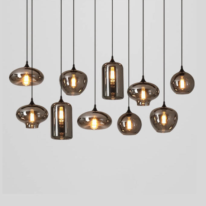 Contemporary Smoke Gray Glass LED Pendant Light