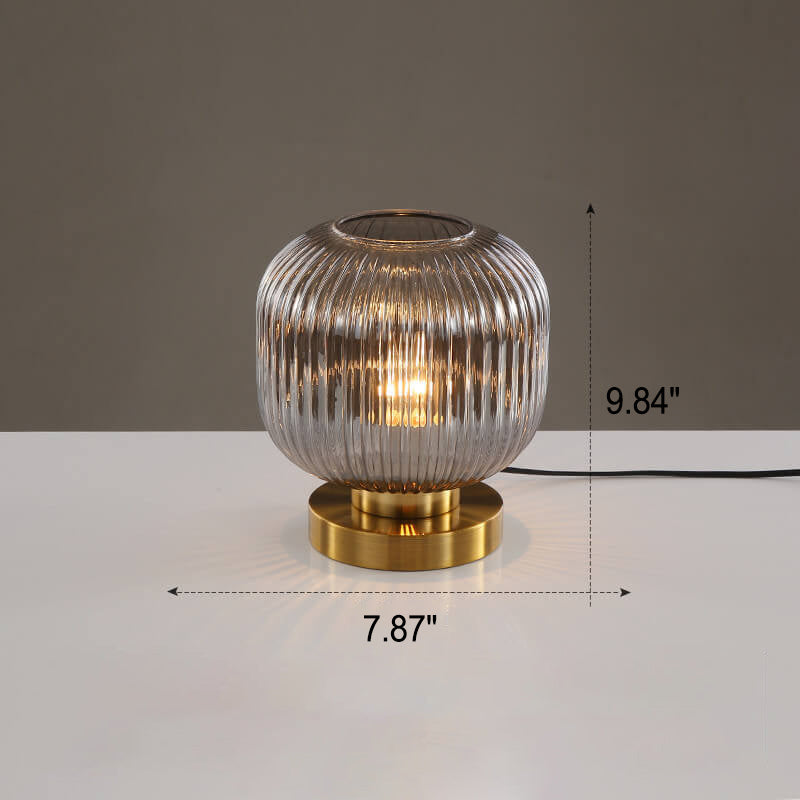 Premium Nordic Striped Oval Glass Table Lamp - 1 Light