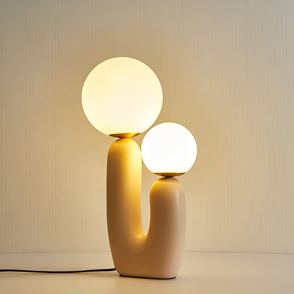 Beige Cactus LED Accent Table Lamp - 2-Light Modern Design