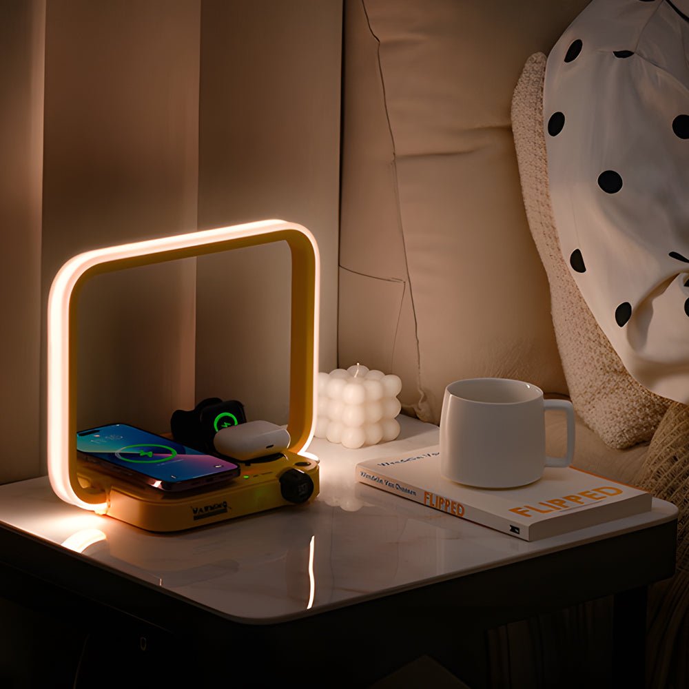 3-in-1 LED Bedside Lamp with Wireless Charger and Timer