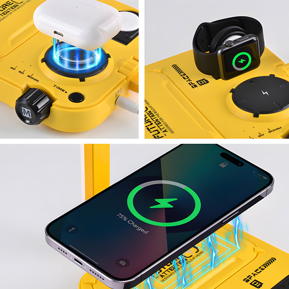 3-in-1 LED Bedside Lamp with Wireless Charger and Timer