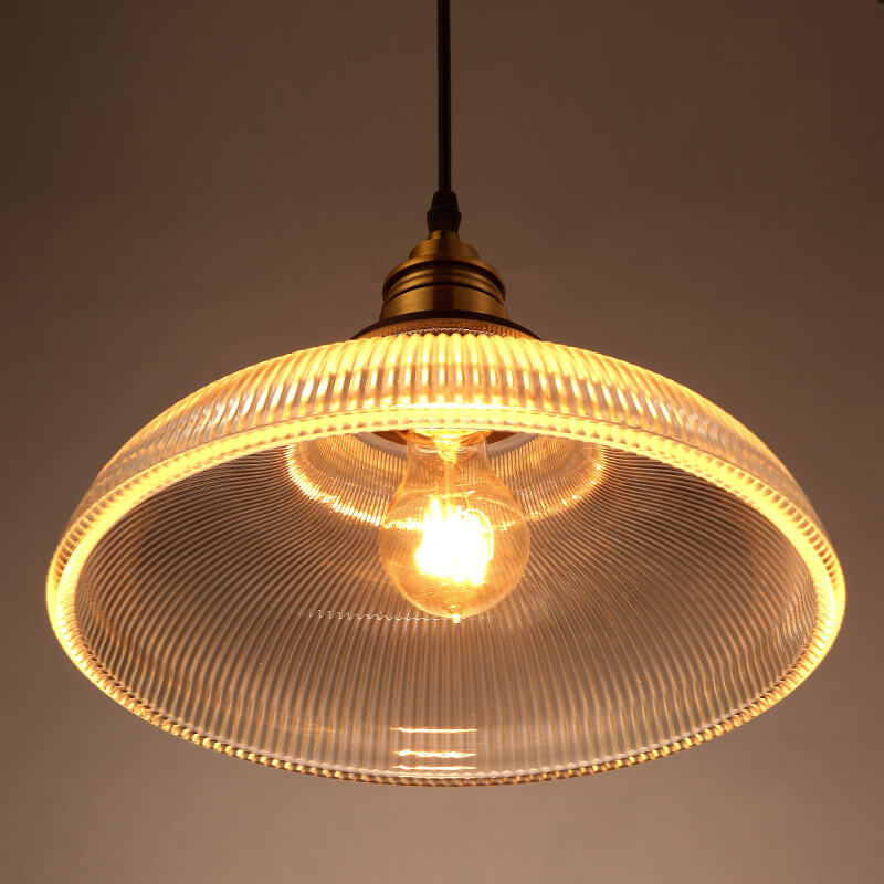Vintage Striped Glass Pendant Light - 1-Light Fixture