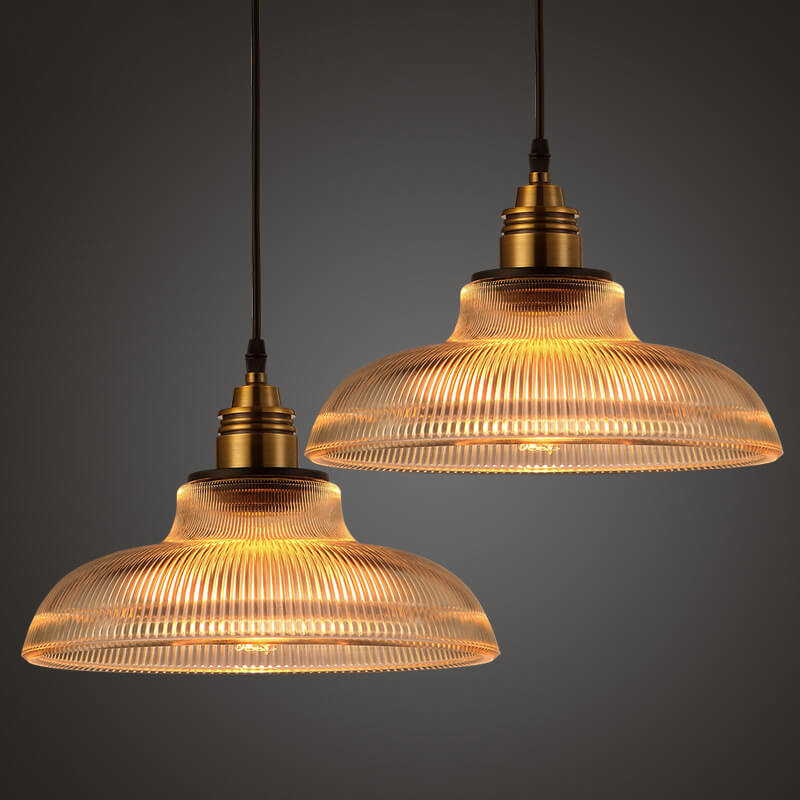 Vintage Striped Glass Pendant Light - 1-Light Fixture