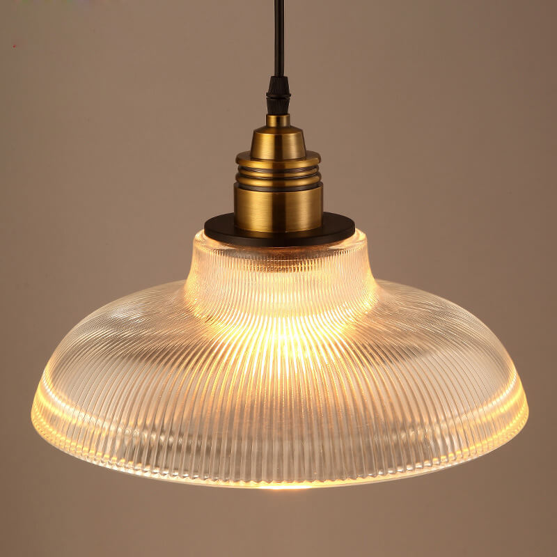 Vintage Striped Glass Pendant Light - 1-Light Fixture