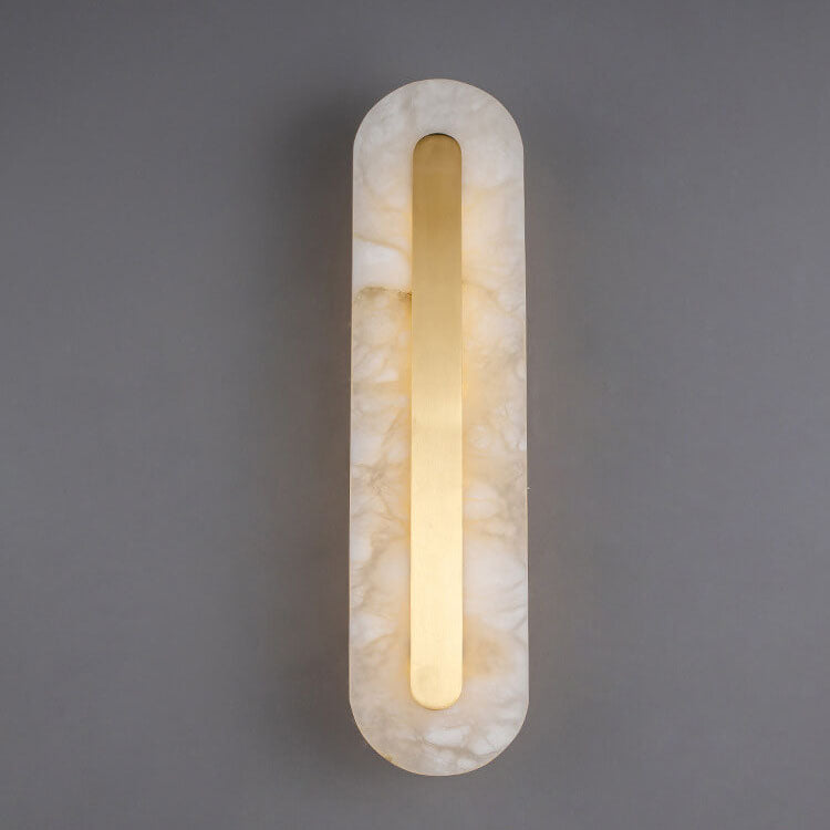 Premium Brass and Marble Oval LED Wall Sconce