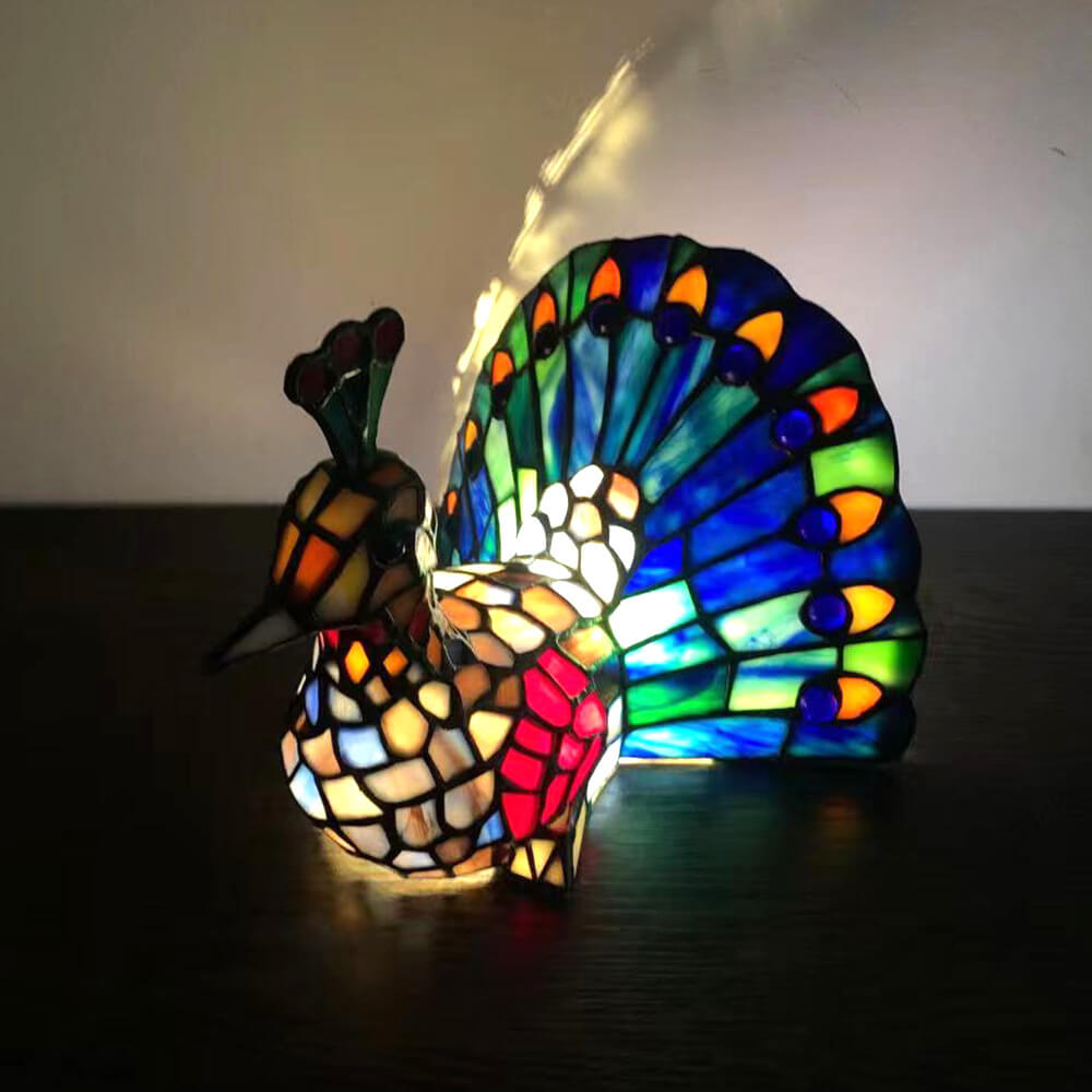 Premium Tiffany Stained Glass Animal Table Lamp - 1-Light Decorative Accent