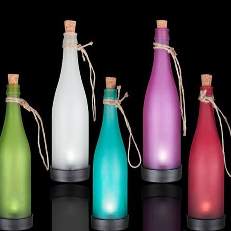 Set of 5 Solar LED Wine Bottle Hanging Lights