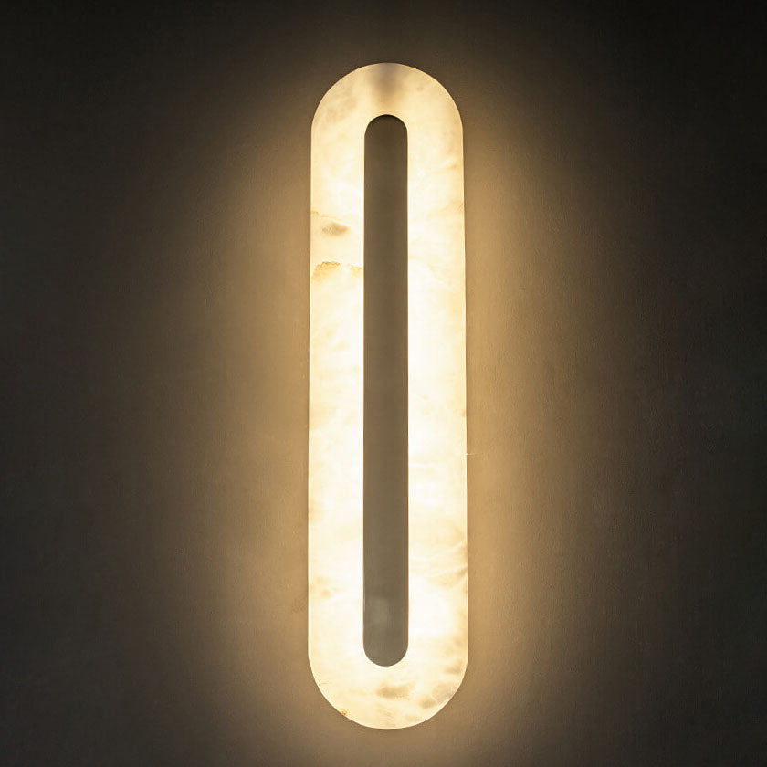 Premium Brass and Marble Oval LED Wall Sconce