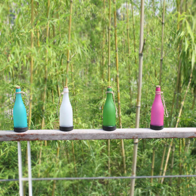 Set of 5 Solar LED Wine Bottle Hanging Lights